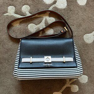 kate spade black and white striped satchel bag